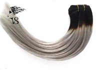 100% Non Remy Colored Human Hair Extensions With Gray Dark Roots 6A Grade
