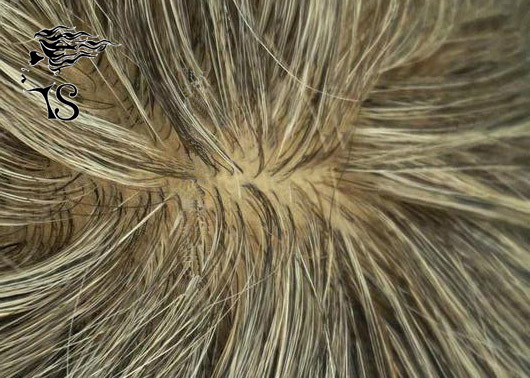 インド人のレミーの毛の絹の基礎メンズ灰色のかつら、薄い皮の人間の毛髪の取り替えシステム