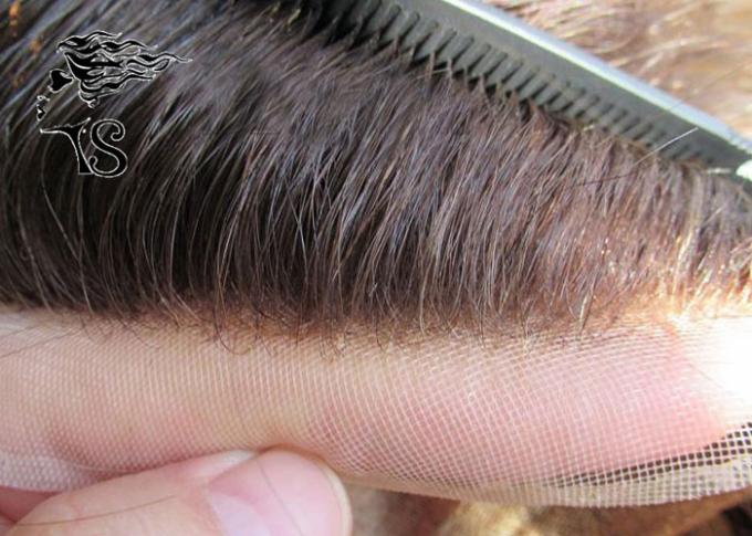罰金によって溶接されるモノラル基礎かつらの毛の取り替えシステム ブラウンまっすぐな様式