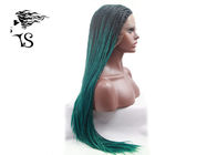 Green Color Fashion Synthetic Braided Lace Front Wigs For Black Women Extra Long