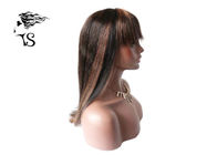 Dark Brown Human Hair Lace Front Wigs With Bangs 100% Indian Remy Silky Straight